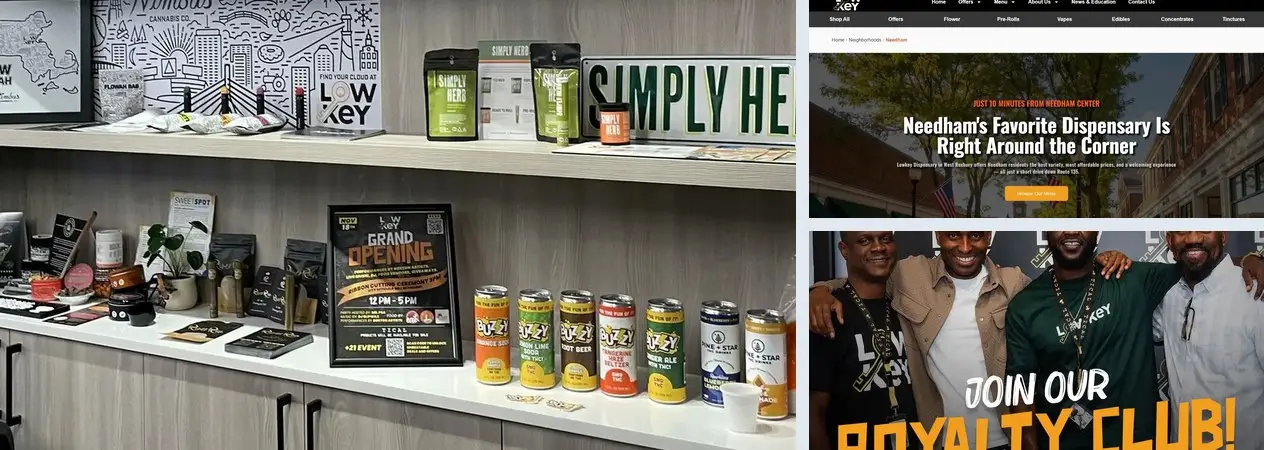 Lowkey: dispensary shelving, a town landing page and the Royalty Club campaign
