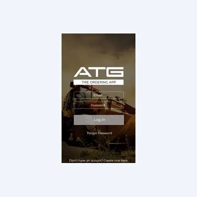 The ATG tire ordering app - the log-in screen