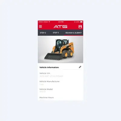 The ATG tire ordering app - the final review before an order is submitted