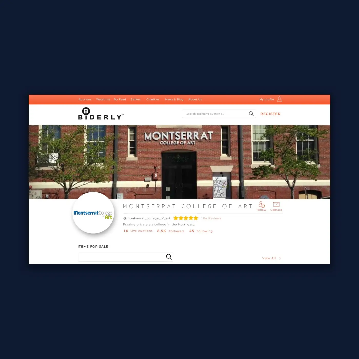 Bidderly auction marketplace seller page