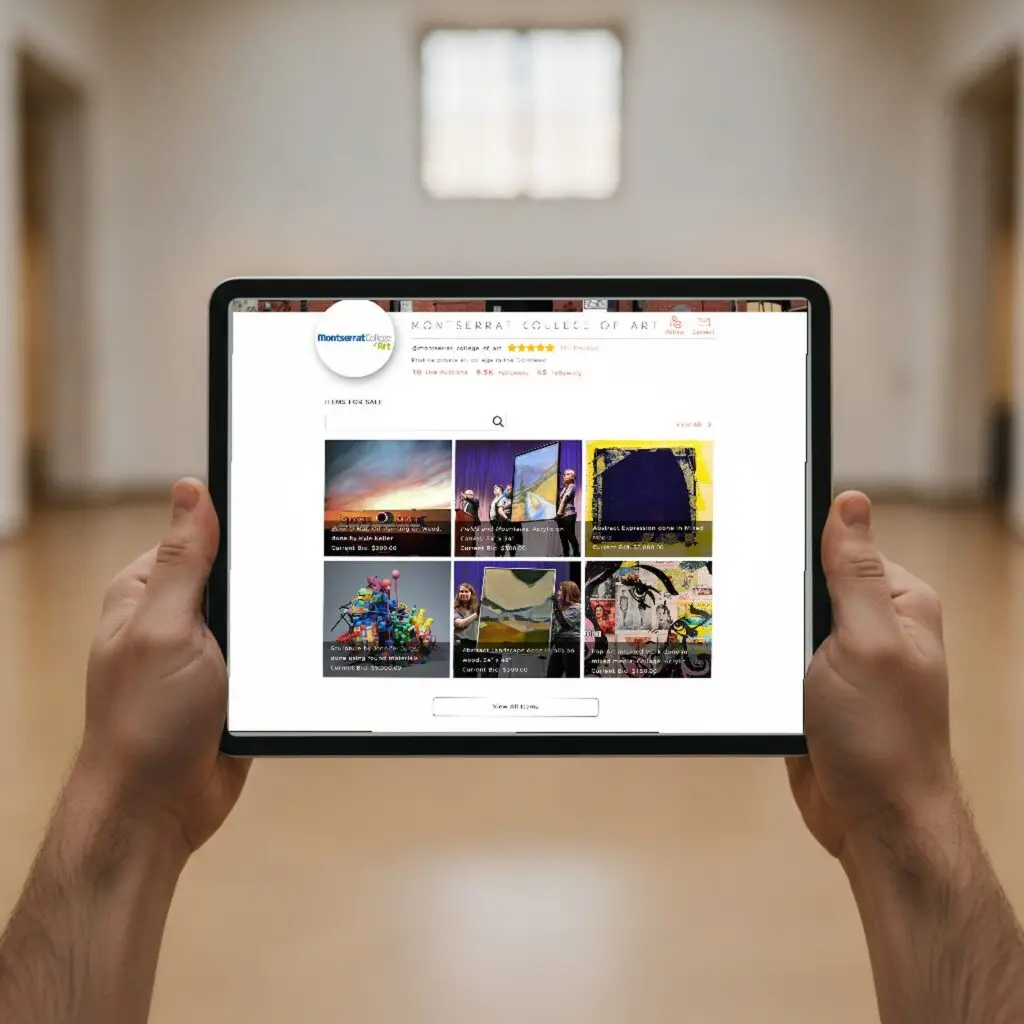 Bidderly auction platform on a tablet