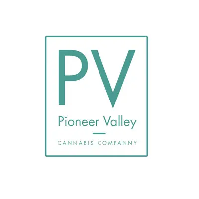 Logo exploration board: a squared PV monogram above the Pioneer Valley Cannabis Company wordmark.