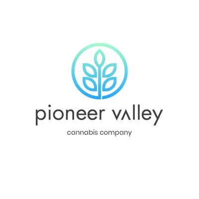Logo exploration board: a circled leaf-and-branch mark above a lowercase pioneer valley wordmark.