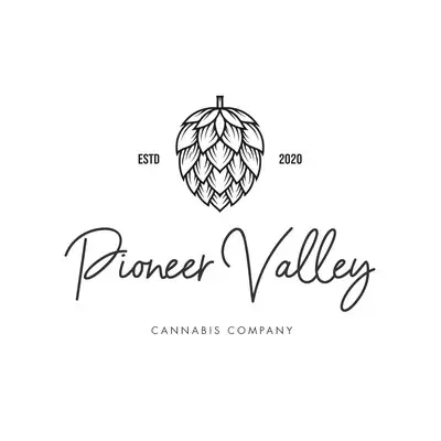 Logo exploration board: a line-drawn hop cone above a script Pioneer Valley wordmark, dated 2020.